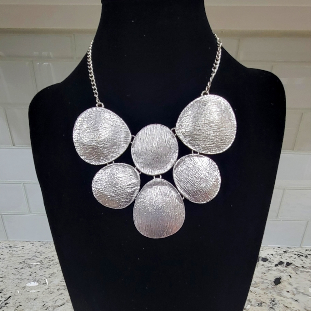 Silverplated Statement Choker Style Metal Fashion Necklace